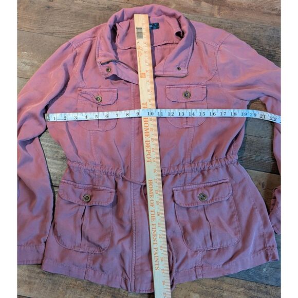 C'est Toi Black Label Pink Rose Tencel Safari Utility Jacket L Drawstring Waist - Picture 5 of 6
